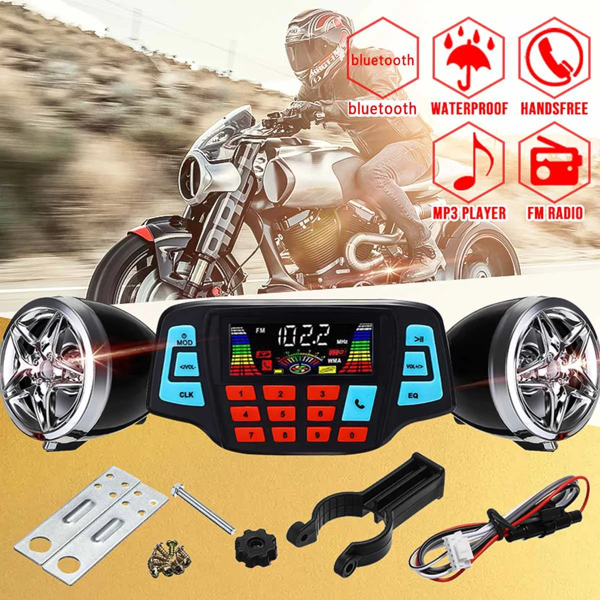 Anti-theif Motorcycle Studio Audio Sound System Stereo Speakers FM Radio MP3 Music Player Remote Control Alarm Speaker Amplifier
Anti-theif Motorcycle Studio Audio Sound System Stereo Speakers FM Radio MP3 Music Player Remote Control Alarm Speaker Amplifier