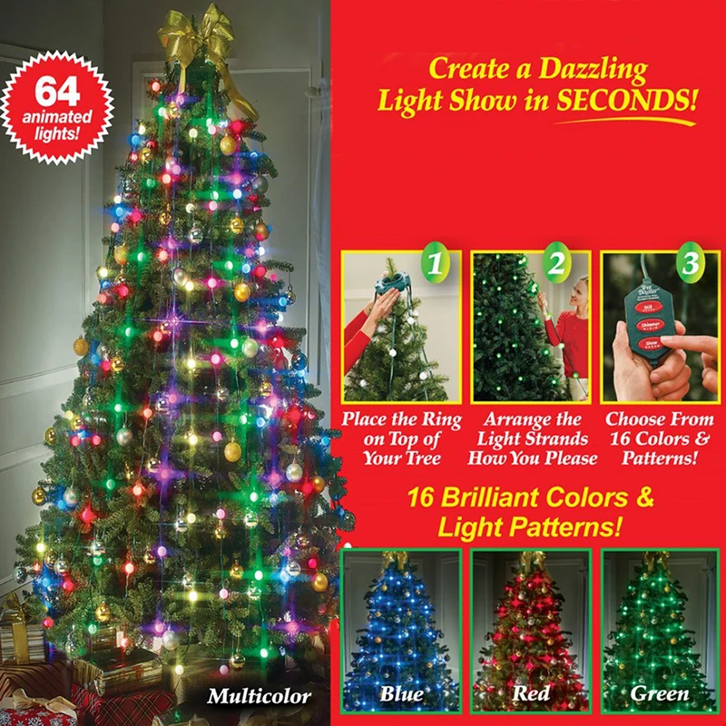 Christmas Tree Dazzler LED String Lights Colourful Changeable Twinkling Night Lamp Holiday New Year Garden Tree Decoration
Christmas Tree Dazzler LED String Lights Colourful Changeable Twinkling Night Lamp Holiday New Year Garden Tree Decoration