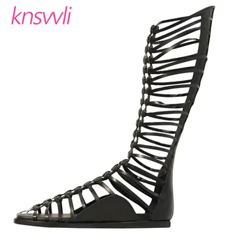 Genuine Leather Hollow Outs Knee High Boots Woman Braided Summer Boots Ladies Weave Flat Rome Shoes Woman Runway Cut Out Boots
Genuine Leather Hollow Outs Knee High Boots Woman Braided Summer Boots Ladies Weave Flat Rome Shoes Woman Runway Cut Out Boots