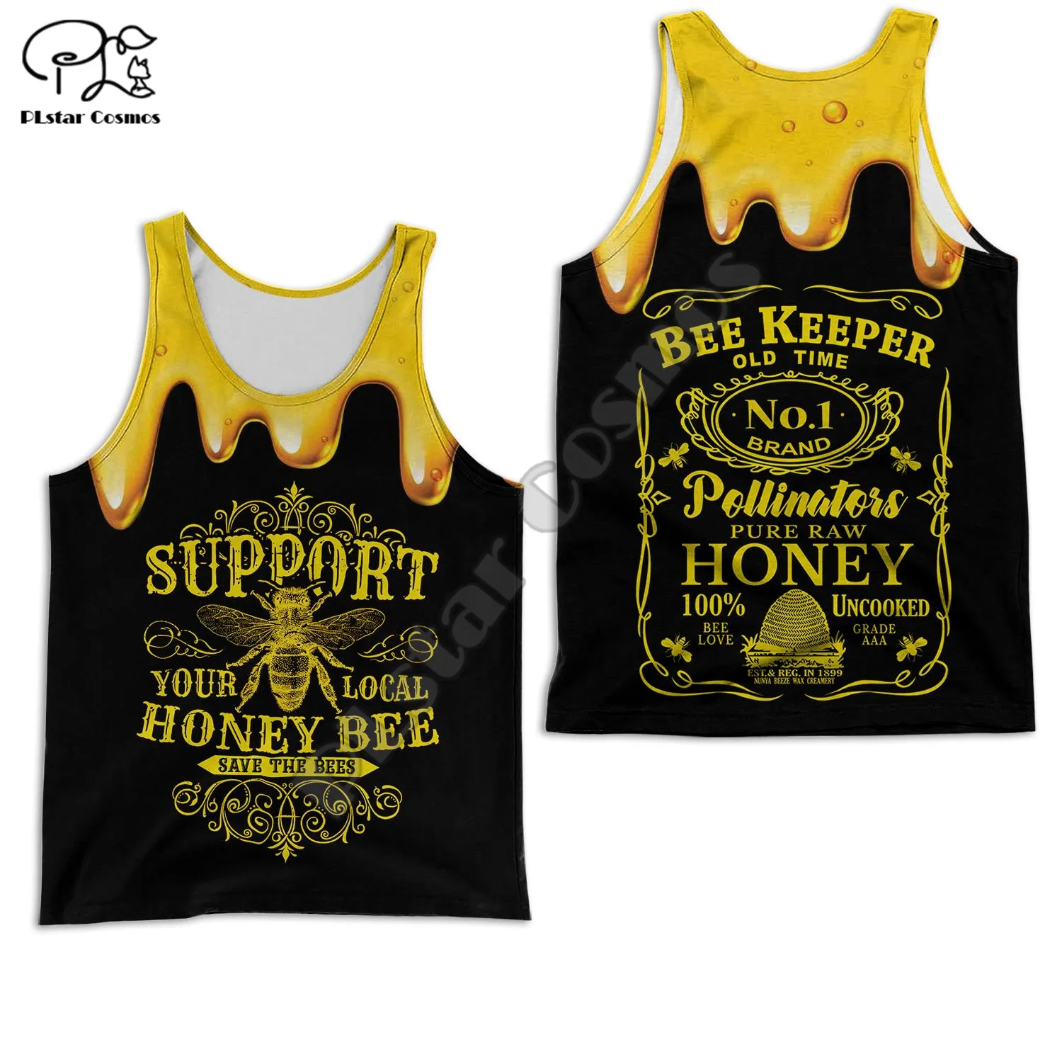 

PLstar Cosmos Funny Animal Honey Bee 3D Print New Fashion Streetwear Hot Summer Casual Sleeveless Unisex Tank Top Vest Men B37