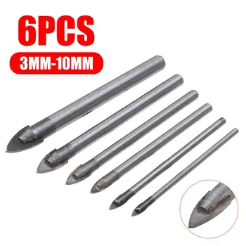 6pc Glass & Tile Drill Bit Set Ceramic- Sizes 3,4,5,6,8 & 10mm Handle Woodworking Drill Multifunctional 
6pc Glass & Tile Drill Bit Set Ceramic- Sizes 3,4,5,6,8 & 10mm Handle Woodworking Drill Multifunctional
