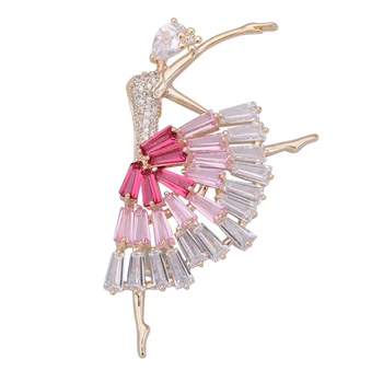 

Fashion Charm Ballerina Dance Girl Zirconia Brooches for Women Wool Hat Badge Brooch Pins Corsage Backpack Cloth Decoration