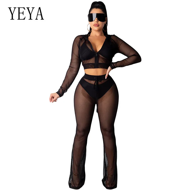 YEYA Sexy See Through Mesh Hoodie Long Sleeve Jumpsuits Women Zipper V Neck Two Pieces Sets Long Romper Night Club Playsuits
YEYA Sexy See Through Mesh Hoodie Long Sleeve Jumpsuits Women Zipper V Neck Two Pieces Sets Long Romper Night Club Playsuits