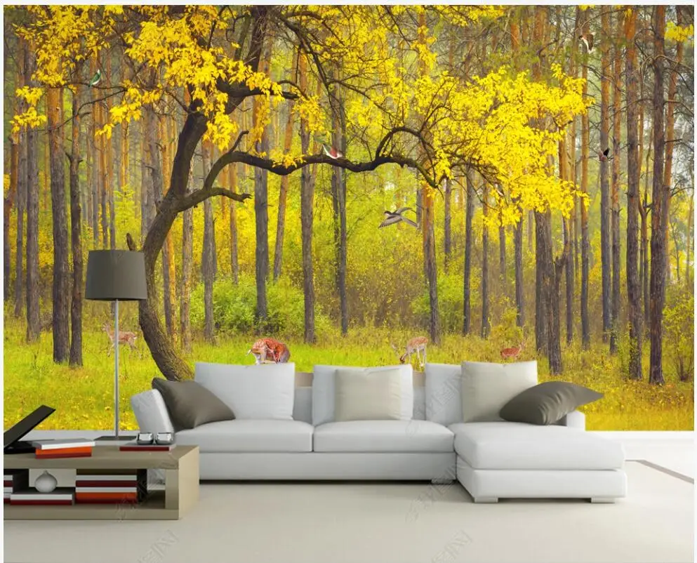 

Custom mural 3d photo wallpaper Beautiful scenery autumn forest woods home decor living room wallpaper for walls 3 d in rolls