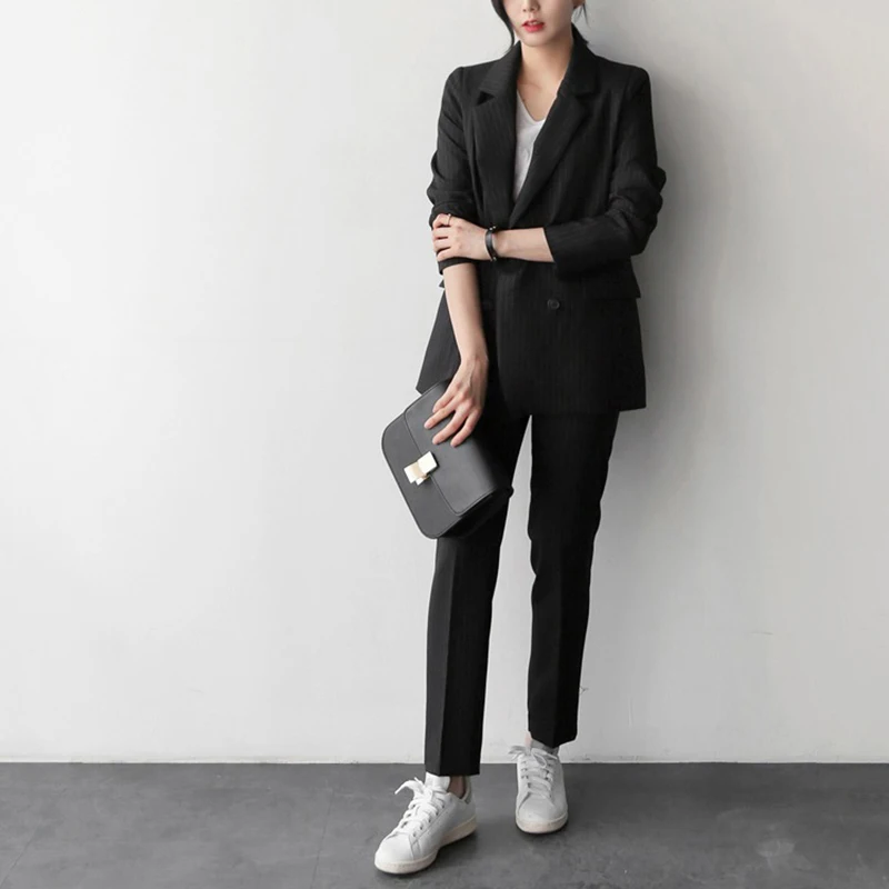 2 Two Piece Set Women Striped Blazer and Long Pants Trouser Tracksuit Plus Size Jacket Outfits Double Breasted Office Lady Suit
2 Two Piece Set Women Striped Blazer and Long Pants Trouser Tracksuit Plus Size Jacket Outfits Double Breasted Office Lady Suit