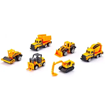 

6 in 1 Metal Diecast Engineering Toy Vehicle 6PCS Alloy Mini Engineering Car Model Car Toy 1:64 Dump Truck Forklift Excavator