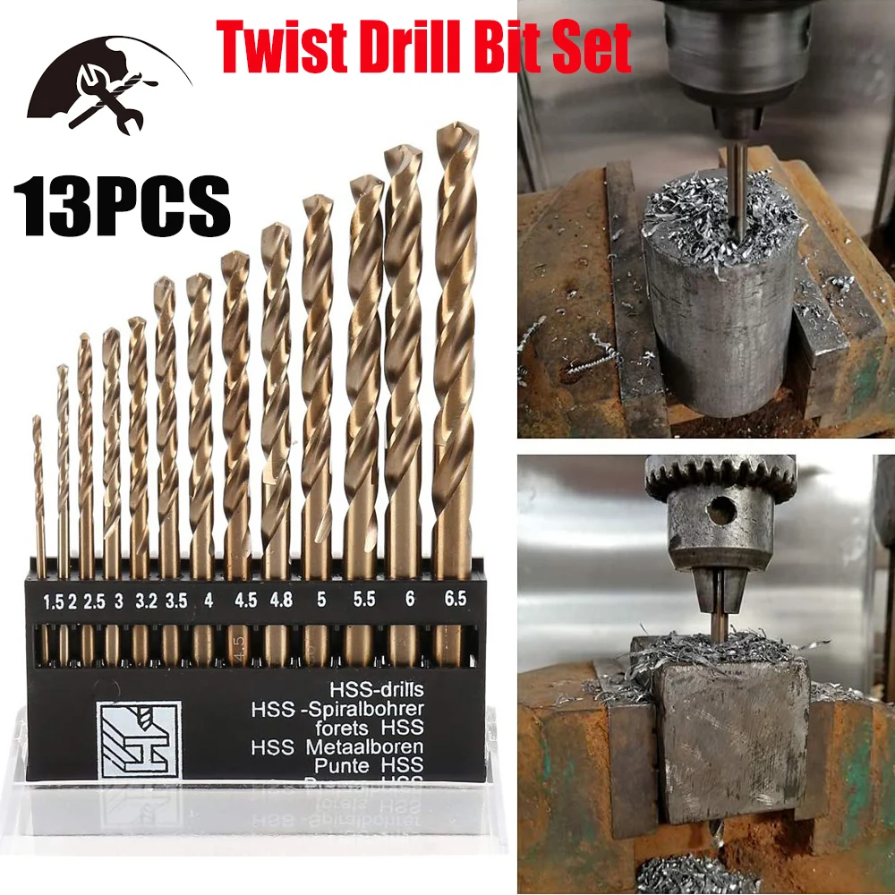 Cobalt Drill Bit Set M35 HSS Metric Straight Shank Twist Drill Heat Resistant Metal Drill Bits 1.5-6.5mm (13 Pcs)
Cobalt Drill Bit Set M35 HSS Metric Straight Shank Twist Drill Heat Resistant Metal Drill Bits 1.5-6.5mm (13 Pcs)