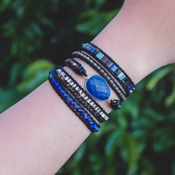 Natural Lapis Stone Bracelet Vintage Leather Bracelet Boho Handmade 5 Wrap Bracelet For Women and man Dropshipping
Natural Lapis Stone Bracelet Vintage Leather Bracelet Boho Handmade 5 Wrap Bracelet For Women and man Dropshipping