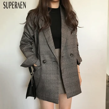 SuperAen Korean Style Suit Jackets Women 2020 New Spring and Autumn Ladies Jackets Plaid Lapel Long Sleeve Women Clothing 
SuperAen Korean Style Suit Jackets Women 2020 New Spring and Autumn Ladies Jackets Plaid Lapel Long Sleeve Women Clothing
