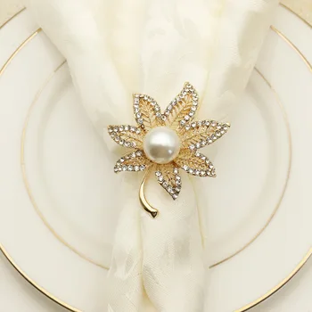 TAI Top 12Pcs/Set Maple Leaf Napkin Rings With Imitation Pearls Party Table Decoration Gold Silver Napkin Holder Hotel Supplies 
TAI Top 12Pcs/Set Maple Leaf Napkin Rings With Imitation Pearls Party Table Decoration Gold Silver Napkin Holder Hotel Supplies