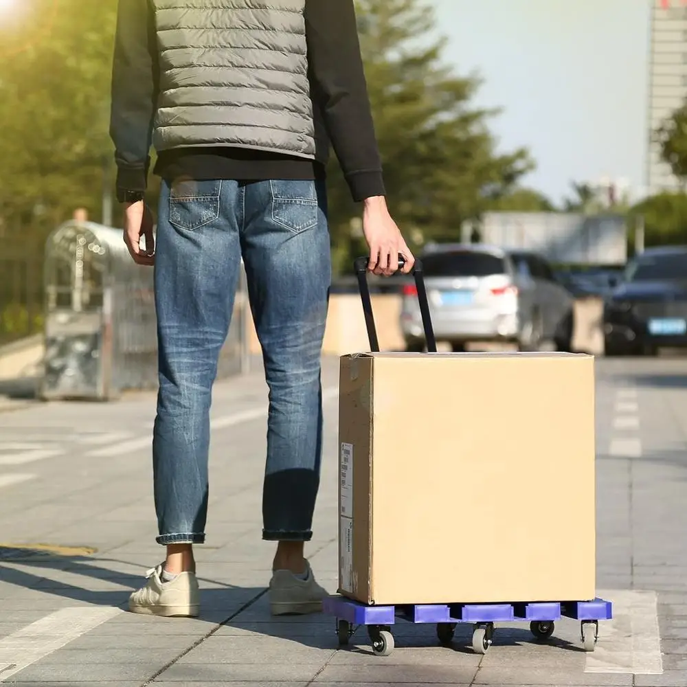 Foldable Extendable Hand Truck Trolley 6-Universal-Wheel Flat Luggage Cart with Telescopic Stainless Steel Three-fold Handle
Foldable Extendable Hand Truck Trolley 6-Universal-Wheel Flat Luggage Cart with Telescopic Stainless Steel Three-fold Handle