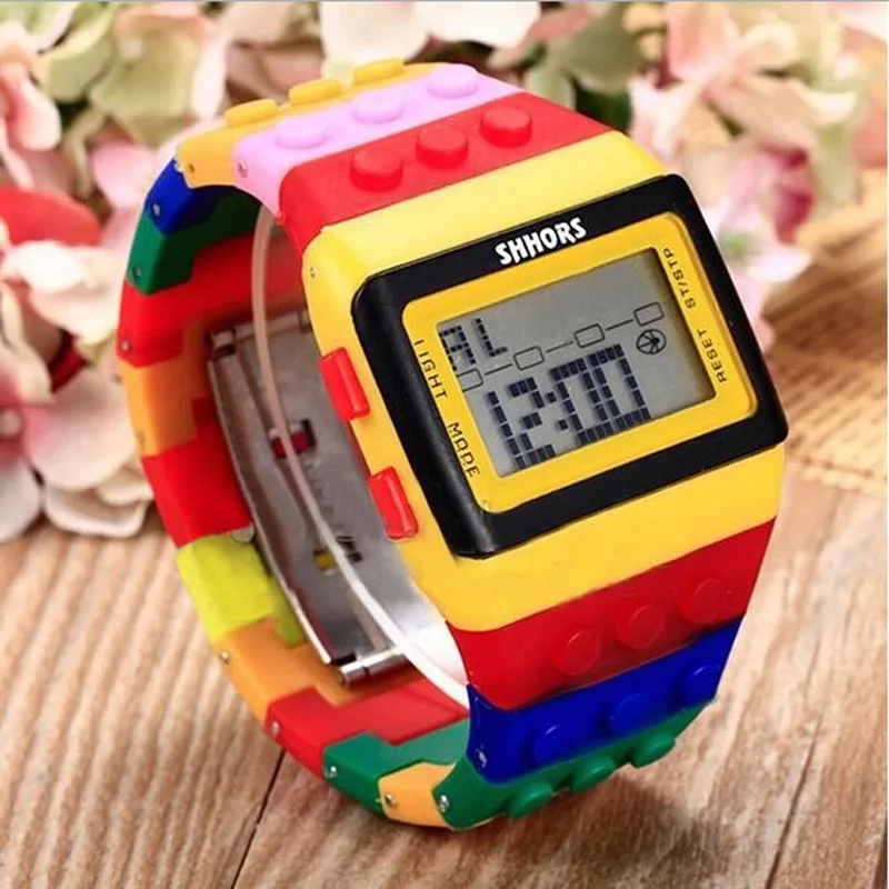 Electronic Watch LED Digital Clock 30M Waterproof for Women Rainbow Colors Plastic Strap Wristwatch Reloj Mujer | Наручные часы