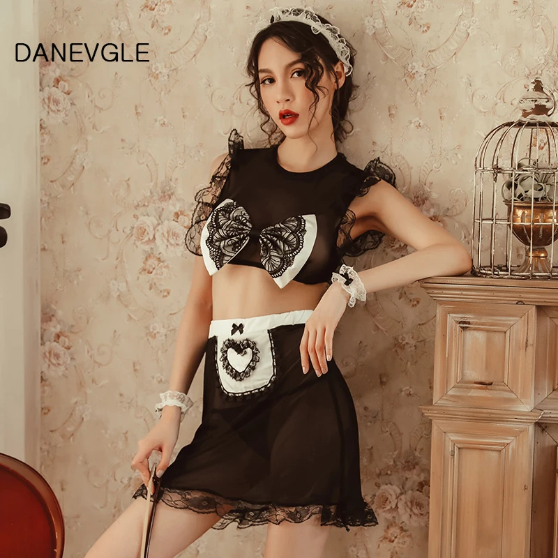 Women's Sexy Pajamas Black Maid Sexy Transparent Sleepwear Lace Sexy Attractive Nightdress Set T-Shirt
Women's Sexy Pajamas Black Maid Sexy Transparent Sleepwear Lace Sexy Attractive Nightdress Set T-Shirt