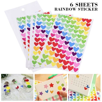6 sheets Rainbow Color Heart Shape Stickers Lovely Heart Decorative Adhesive Stickers for Scrapbooking Album Cards DIY Crafts
6 sheets Rainbow Color Heart Shape Stickers Lovely Heart Decorative Adhesive Stickers for Scrapbooking Album Cards DIY Crafts
