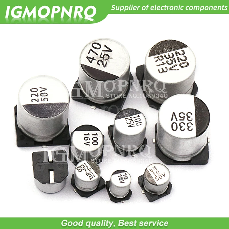 10pcs SMD 6.3V 10V 16V 25V 35V 50V Aluminum Electrolytic Capacitor 1UF 2.2UF 10UF 22UF 33UF 47UF 100UF 220UF 330UF 470UF 1000UF
10pcs SMD 6.3V 10V 16V 25V 35V 50V Aluminum Electrolytic Capacitor 1UF 2.2UF 10UF 22UF 33UF 47UF 100UF 220UF 330UF 470UF 1000UF