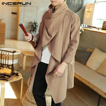 INCERUN Men Trench Fashion Turtleneck Ponchos Capes Cloak Cotton Long Sleeve Casual Jackets Coats Outwear Windbreaker Streetwear 
INCERUN Men Trench Fashion Turtleneck Ponchos Capes Cloak Cotton Long Sleeve Casual Jackets Coats Outwear Windbreaker Streetwear