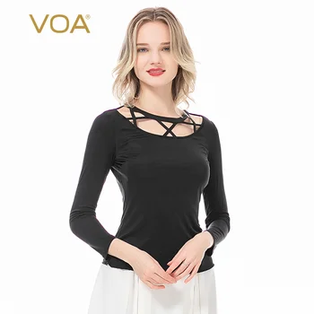 VOA Silk Halter-neck Mesh Round Neck Long-sleeved 33 Mmi Double-sided Knit Sweater, Pearl Buckle Hollow Base Black T B92
VOA Silk Halter-neck Mesh Round Neck Long-sleeved 33 Mmi Double-sided Knit Sweater, Pearl Buckle Hollow Base Black T B92