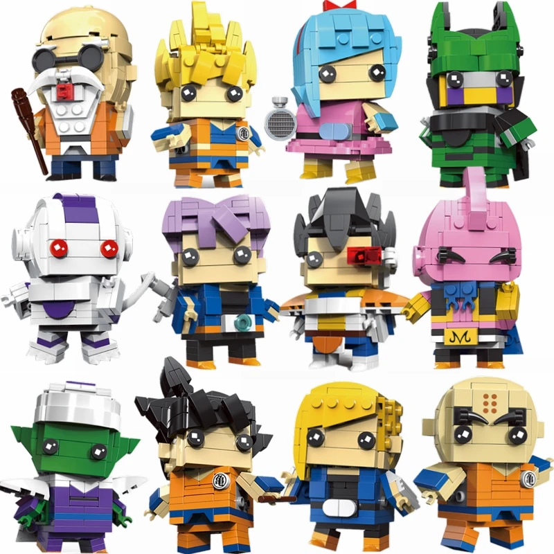 

Dragon Ball Z Son Goku Saiyan Vegeta Trunks Cell Krillin Set Figures Super Heroes Cartoon Anime Building Blocks Toy for Children