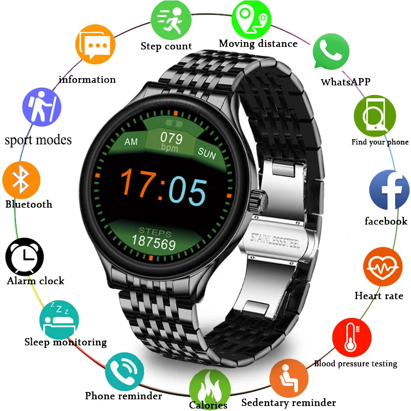 

LIGE 2020 Smartwatch IP67 waterproof Sports watch heart rate Blood pressure Fitness tracker suitable For Android iOS smar twatch