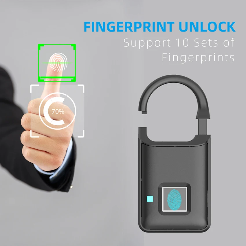 Aimitek Thumbprint Door Lock Biometric Smart Fingerprint Padlock USB Rechargeable Quick Unlock for Locker Cabinet Luggage Case Aimitek Thumbprint Door Lock Biometric Smart Fingerprint Padlock USB Rechargeable Quick Unlock for Locker Cabinet Luggage Case