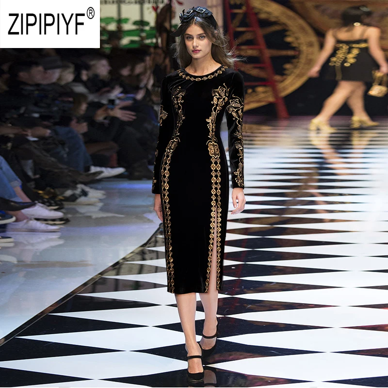 Noble Fashion Women 2019 Autumn Dresses O Neck Long Sleeve Bodycon Pencil Dresses Velvet Slit Sexy Office Lady Dresses Z2524 
Noble Fashion Women 2019 Autumn Dresses O Neck Long Sleeve Bodycon Pencil Dresses Velvet Slit Sexy Office Lady Dresses Z2524