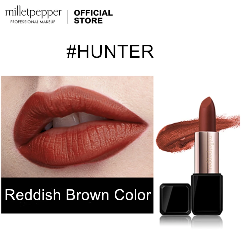 Губная помада milletpepper HUNTER бархатная матовая красно-коричневая увлажненная
