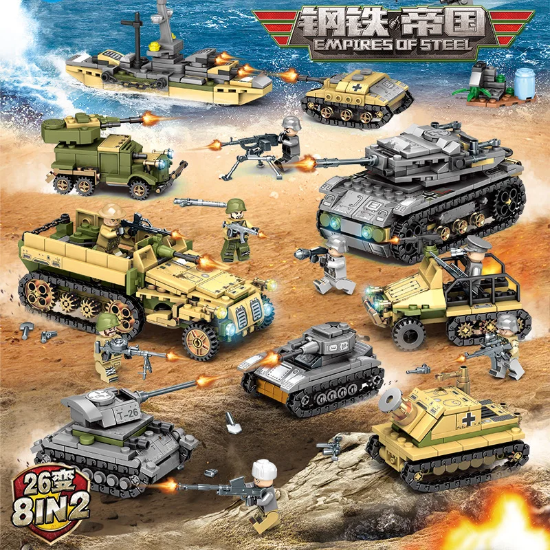 1061pcs Military War Tank Warship Armored vehicle Truck WW2 Weapon Army Model Building Blocks Legoness Educational Children Toys
1061pcs Military War Tank Warship Armored vehicle Truck WW2 Weapon Army Model Building Blocks Legoness Educational Children Toys