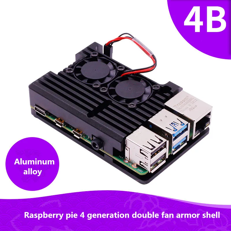 Raspberry Pi 4th Generation 4B Aluminum alloy armor shell With dual fan cooling protection case Metal chassis
Raspberry Pi 4th Generation 4B Aluminum alloy armor shell With dual fan cooling protection case Metal chassis