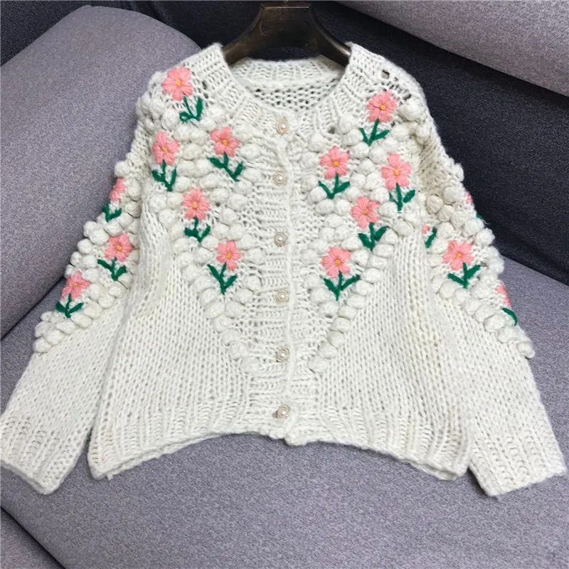 Heavy Industry Flower Embroidered Vintage Sweater Coat Women's Loose-Fit Knitted Cardigan Spring Autumn Cardigan Mujer
Heavy Industry Flower Embroidered Vintage Sweater Coat Women's Loose-Fit Knitted Cardigan Spring Autumn Cardigan Mujer