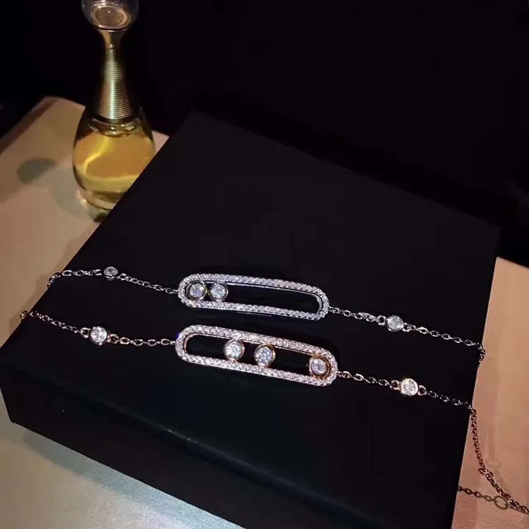 Hot 925 silver Move addiction bracelet rose gold Cubic Zircon moved 3 stone bracelets yellow gold fashion France brand jewelry
Hot 925 silver Move addiction bracelet rose gold Cubic Zircon moved 3 stone bracelets yellow gold fashion France brand jewelry