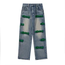 Hip Hop Letter Embroidery Jeans Harajuku Washed Men's Jeans Streetwear Men 2021 New Middle Waist Distressed Straight Trousers
Hip Hop Letter Embroidery Jeans Harajuku Washed Men's Jeans Streetwear Men 2021 New Middle Waist Distressed Straight Trousers