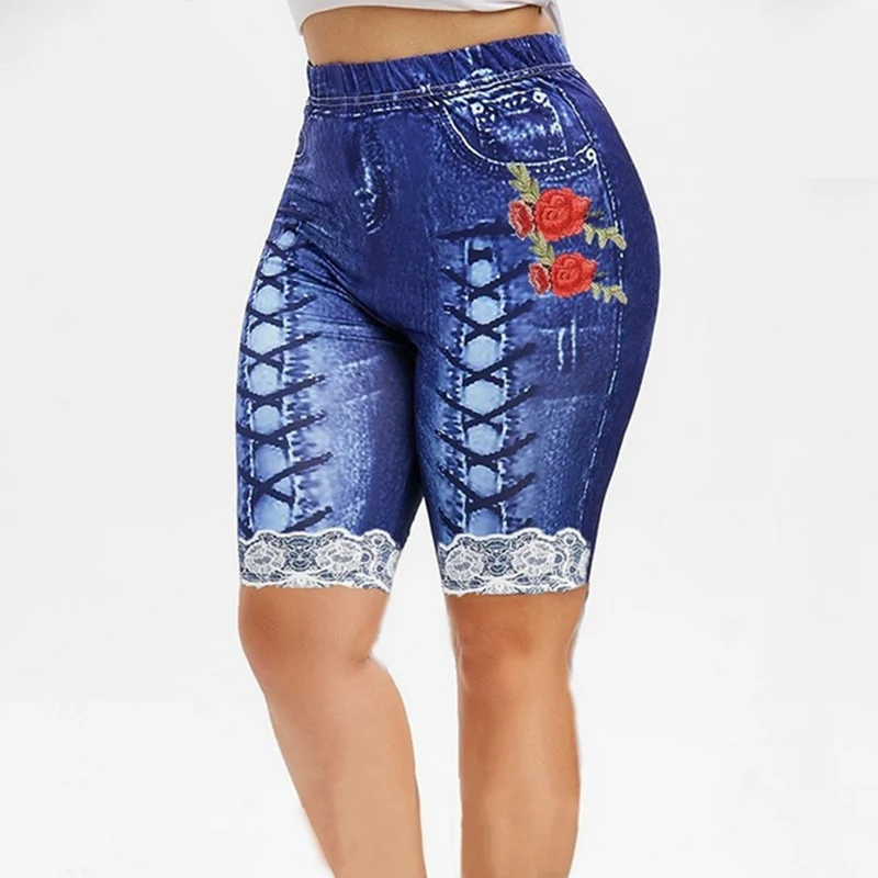 Muyogrt 3D Print Fake Jeans Short Leggings Women Plus Size High Waist Floral Leggings Trousers Capri Casual Workout Sport Pants
Muyogrt 3D Print Fake Jeans Short Leggings Women Plus Size High Waist Floral Leggings Trousers Capri Casual Workout Sport Pants