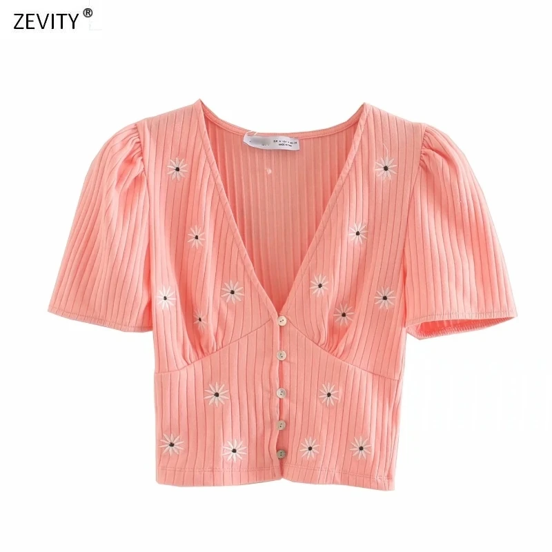 Женский вязаный свитер Zevity повседневный облегающий с v-образным вырезом и
