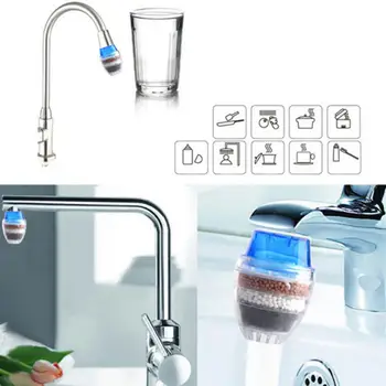 

1pc Activated Carbon Round Faucet Water Tap Filter Clean Purifier Filtration for Home Household Kitchen Random Color