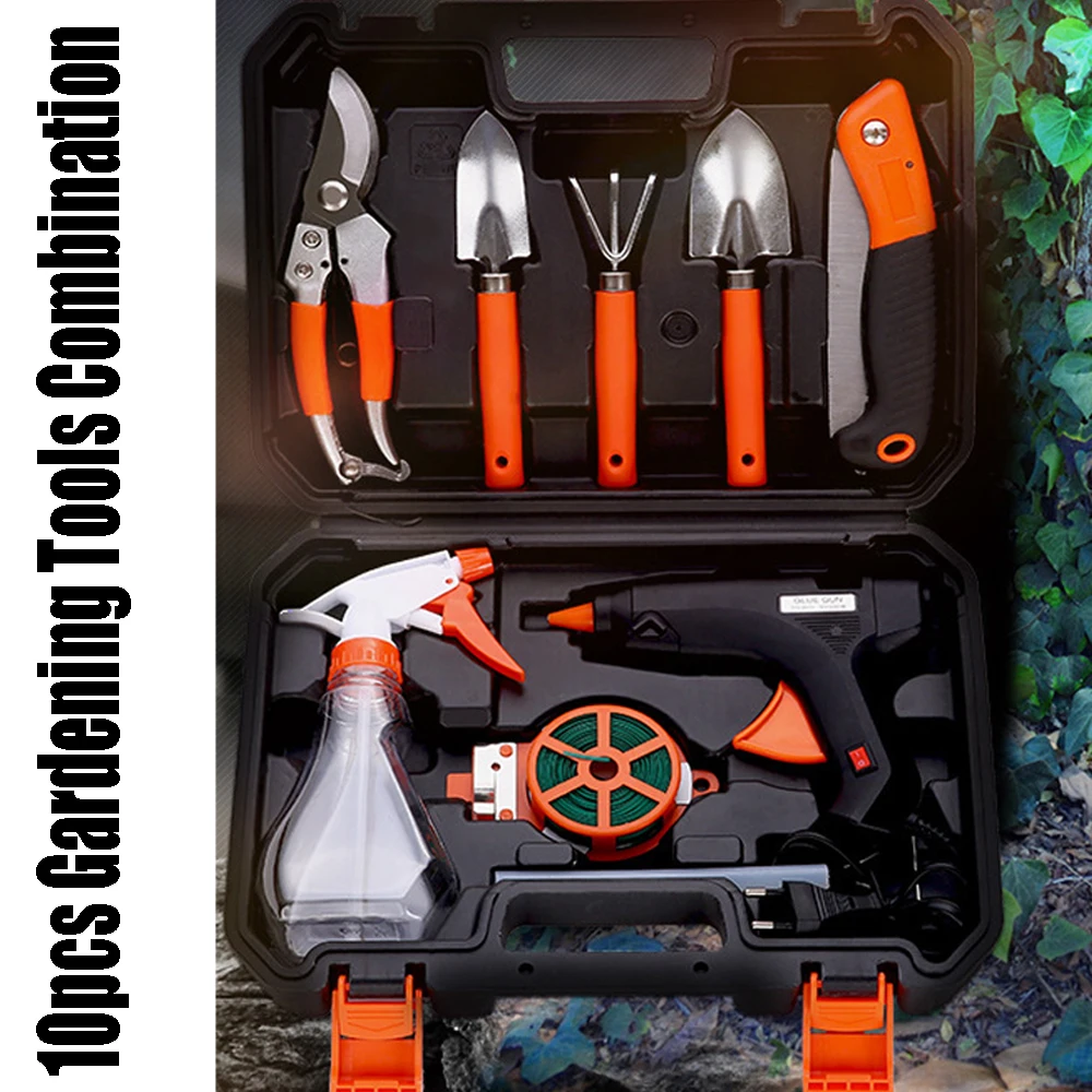 10pcs Gardening Tools Combination Kit Sprayer Electric Tools Shovel Rake Branch Shear Planting Tool Set Portable Farming Box Set
10pcs Gardening Tools Combination Kit Sprayer Electric Tools Shovel Rake Branch Shear Planting Tool Set Portable Farming Box Set