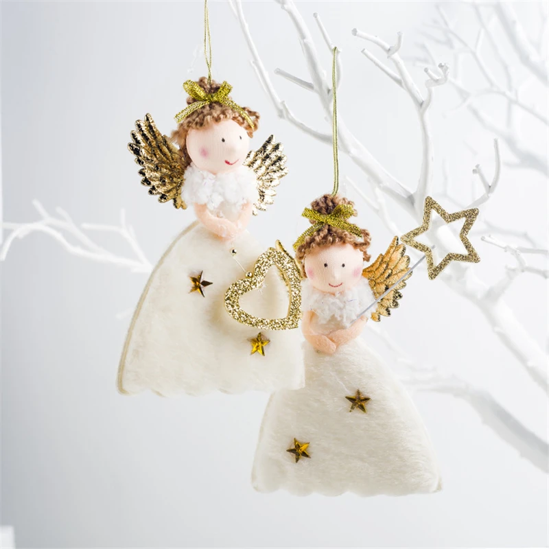 1 2020 Christmas Decoration for Home Toy Ornaments Angel Plush Doll Fairy Closet Pendants Christmas Tree Decoration 2PCS
