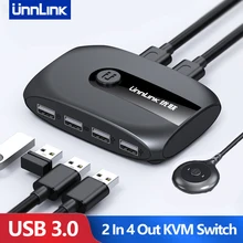 Unnlink KVM Switch USB 3.0 2.0 Switcher with Extender for Keyboard Mouse Printer U Disk 2 PCs Host Laptop Share 4 USB
Unnlink KVM Switch USB 3.0 2.0 Switcher with Extender for Keyboard Mouse Printer U Disk 2 PCs Host Laptop Share 4 USB