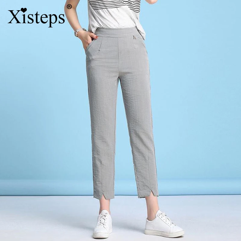 Xisteps New Summer Breathable Women Cool Thin Pants Ankle/calf Length Loose Female Pants Trousers Plus Size Casual 2019 
Xisteps New Summer Breathable Women Cool Thin Pants Ankle/calf Length Loose Female Pants Trousers Plus Size Casual 2019