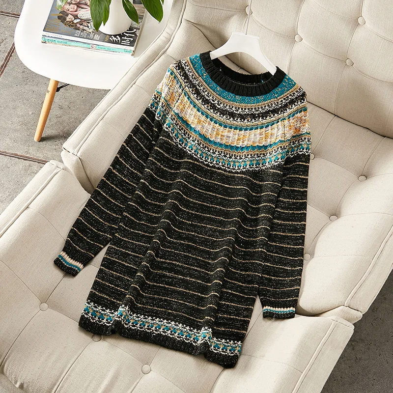 2019 autumn winter women brand designer loose sweater dress lurex stripe long sleeve knit dresses jc3359
2019 autumn winter women brand designer loose sweater dress lurex stripe long sleeve knit dresses jc3359