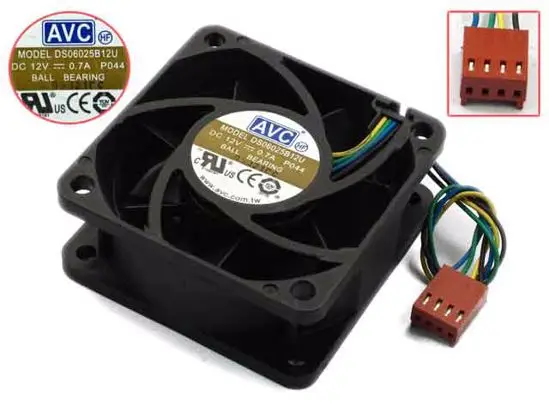 Вентилятор для сервера AVC DS06025B12U P044, 12 В постоянного тока, 0,70 А, 60x60x25 мм, 4 провода
Вентилятор для сервера AVC DS06025B12U P044, 12 В постоянного тока, 0,70 А, 60x60x25 мм, 4 провода