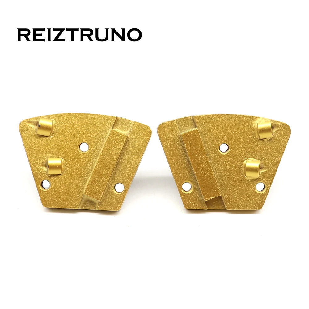 REIZTRUNO Trapezoid Concrete Grinding Pads 2*1/4 PCD and 1 Metal Bond Diamond Segment Concrete Floor Plate For Epoxy Removal 
REIZTRUNO Trapezoid Concrete Grinding Pads 2*1/4 PCD and 1 Metal Bond Diamond Segment Concrete Floor Plate For Epoxy Removal