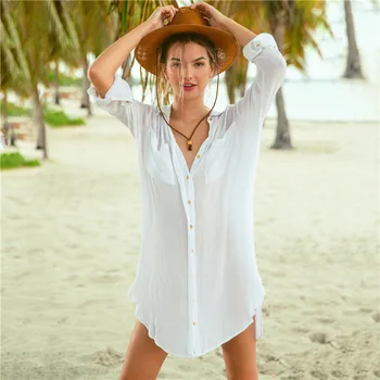 2020 Summer Transparent Beach Cover Up Women Chiffon White Long Sleeve Bikini Swimsuit Lady Tops Robe Plage Casual Female Shirts
2020 Summer Transparent Beach Cover Up Women Chiffon White Long Sleeve Bikini Swimsuit Lady Tops Robe Plage Casual Female Shirts