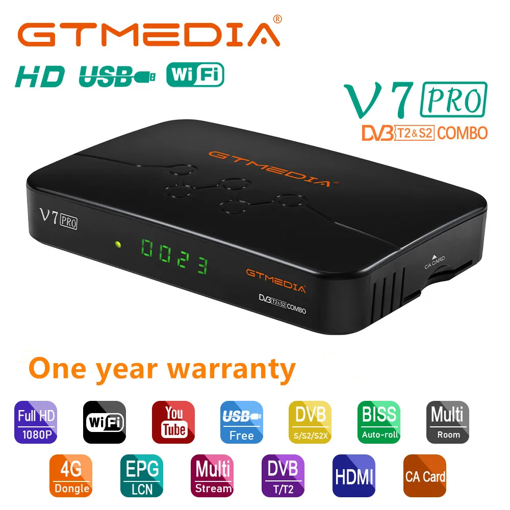 GTmedia V7 Pro Satellite TV Receiver DVB S/S2/S2X/T/T2 Tuner MPEG-2/-4 with USB Wi-Fi Support H.265 Set Top Box For Spain
GTmedia V7 Pro Satellite TV Receiver DVB S/S2/S2X/T/T2 Tuner MPEG-2/-4 with USB Wi-Fi Support H.265 Set Top Box For Spain