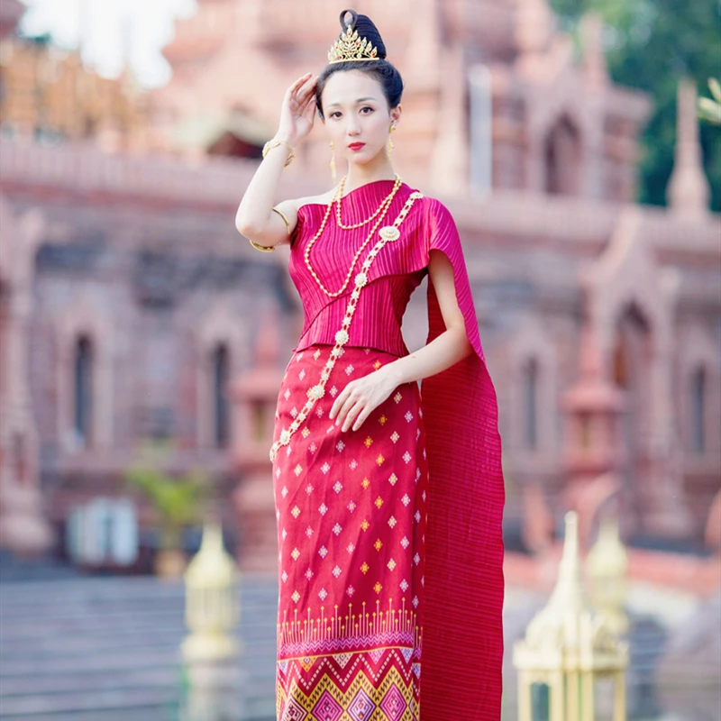 Thai Dress Ahom Shan Dai Custuomes Vintage Summer Lesssleeve Ladies Top Shawl Pha Sin Thailand Traditional Clothing for Women
Thai Dress Ahom Shan Dai Custuomes Vintage Summer Lesssleeve Ladies Top Shawl Pha Sin Thailand Traditional Clothing for Women