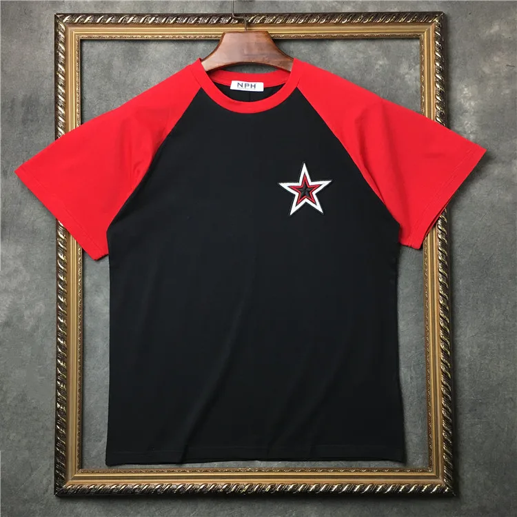 Men 19ss New Novelty Embroidery stars stitching T Shirts T-Shirt Hip Hop Skateboard Street Cotton T-Shirts Tee Top kenye #F37 | Мужская