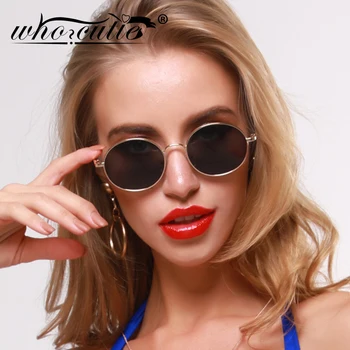 

WHO CUTIE Oval Steam Punk Sunglasses Women 2020 Luxury Brand Design Retro Vintage Round Steampunk Sun Glasses Shades Men S314