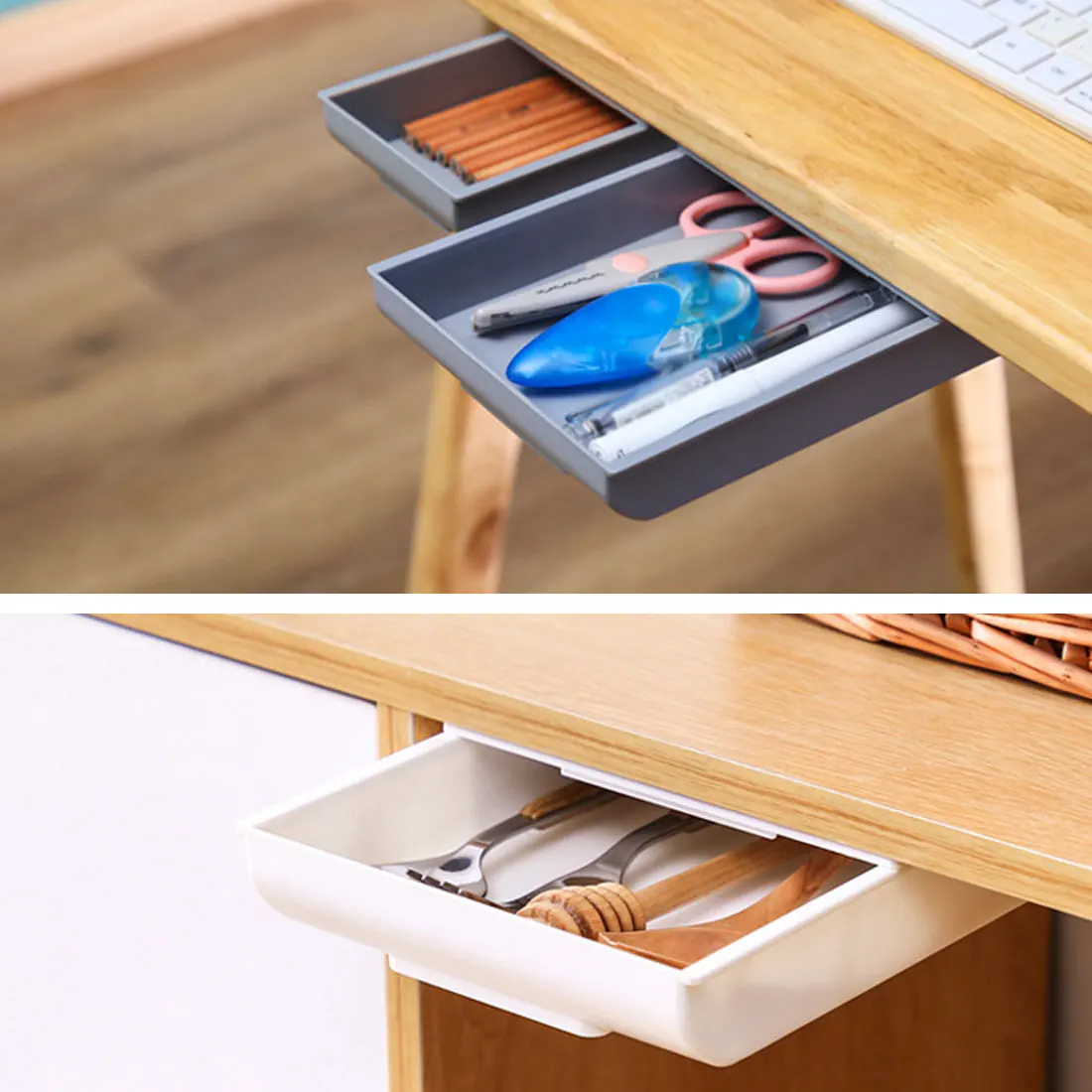 1PCS Self-adhesive Under Desk Storage Box One Grid Drawer Storage Box Tray Table Stand Drawer Storage Box Space Save Gray/White
1PCS Self-adhesive Under Desk Storage Box One Grid Drawer Storage Box Tray Table Stand Drawer Storage Box Space Save Gray/White