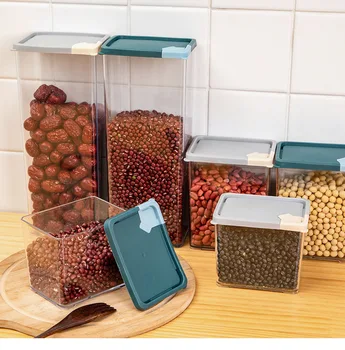 Kitchen Transparent Storage Box Sealed Jar Grains Beans Coffee Beans Storage Organizer Food Containers Refrigerator Sealed Cans 
Kitchen Transparent Storage Box Sealed Jar Grains Beans Coffee Beans Storage Organizer Food Containers Refrigerator Sealed Cans