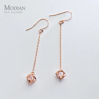 Modian Sparkling CZ Geometric Long Chain Drop Dangle Earring for Women Sterling Silver 925 Hook Earring Fine Jewelry 2020 Design
Modian Sparkling CZ Geometric Long Chain Drop Dangle Earring for Women Sterling Silver 925 Hook Earring Fine Jewelry 2020 Design