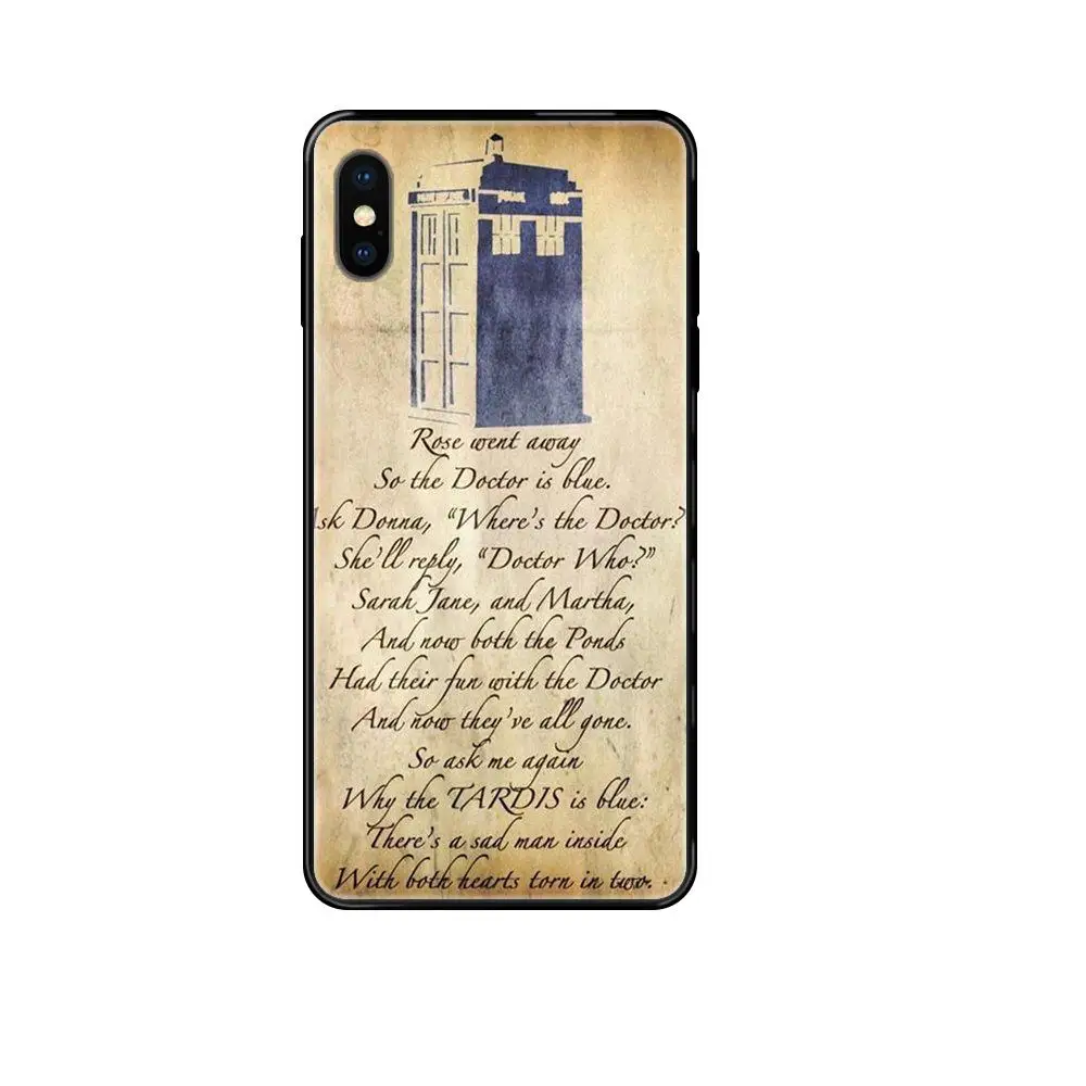 سماعات ياماها Black Soft TPU Protector Phone Cases Top Tardis Doctor Dr Who ... coque iphone 11 Doctor Who Tardis Quotes Blue